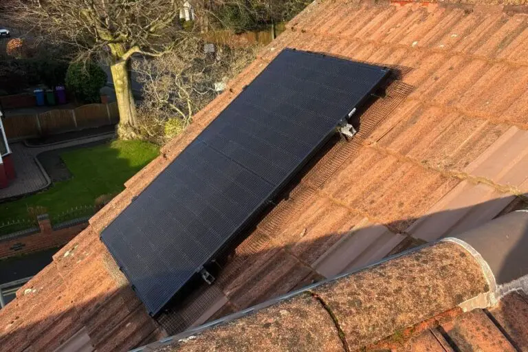 A solar panel with a bird proofing mesh measure.